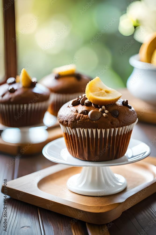 muffins with chocolate. Generative AI muffins with chocolate. Generative AI