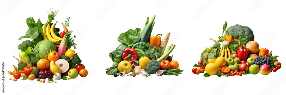 Fruits and vegetables on a transparent background Fruits and vegetables on a transparent background