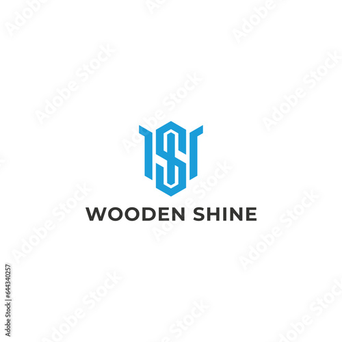 Initial letter WS or SW Logo Design with hexagon concept Vector Illustration Template in blue color isolated on a black background applied for the engineering company logo design inspiration template