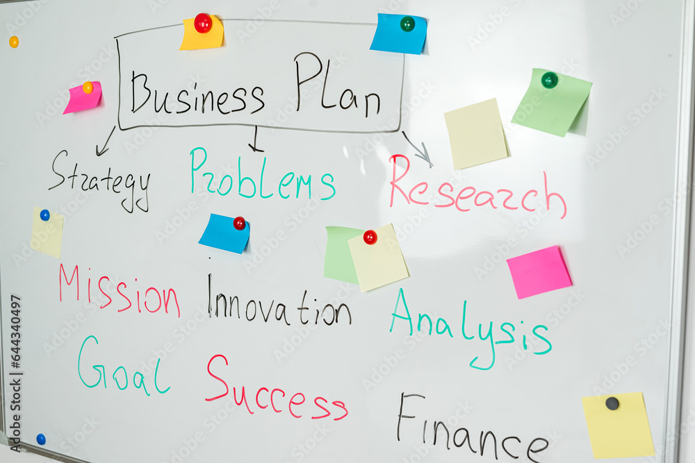 close up of business plan presentation on flipchart in conference room close up of business plan presentation on flipchart in conference room