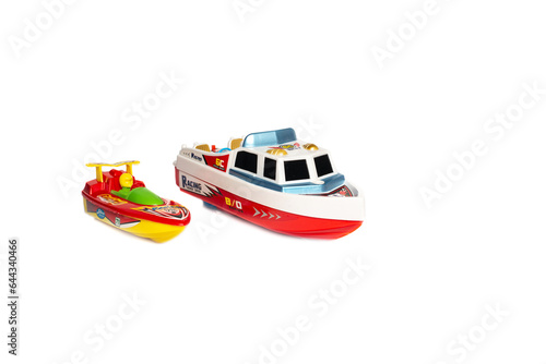 Toy boats isolated on a white background. children's toy boat