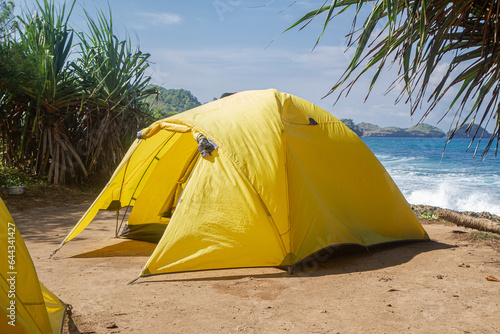 tourist tent camping on the beach