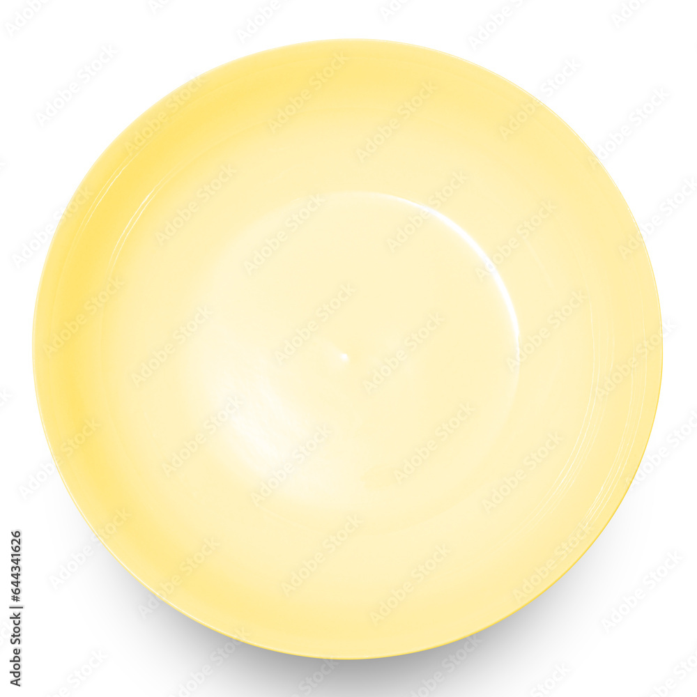 Empty yellow circle ceramics plate isolated on white background. Empty yellow circle ceramics plate isolated on white background.