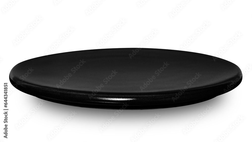 Black circle ceramics plate isolated on white background. Black circle ceramics plate isolated on white background.