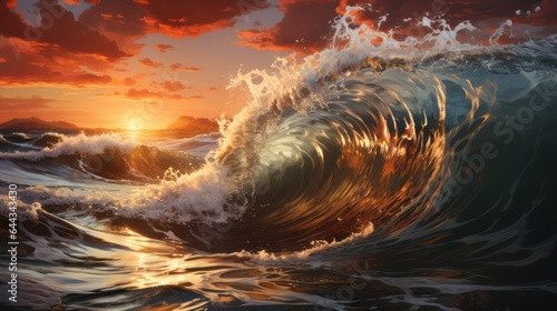 SUNSET OVER THE SEA, WIND WAVES IN MOTION - NATURE'S BEAUTY. © senadesign