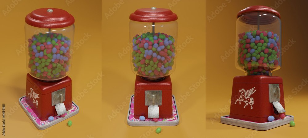 Retro Gumball Machine Toy 3D Render Retro Gumball Machine Toy 3D Render