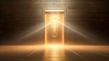 Minimalistic 2D Illustration of a Bank Vault Entrance: A minimalistic bank vault door with a beam of light emerging