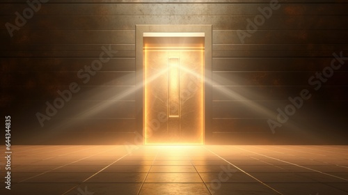 Minimalistic 2D Illustration of a Bank Vault Entrance  A minimalistic bank vault door with a beam of light emerging