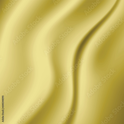 Silk golden background. Abstract vector pattern with copy space. Liquid wave texture, smooth drapery wallpaper. Wedding fabric, satin. Wavy design for banner, card, postcard, backdrop © Alla