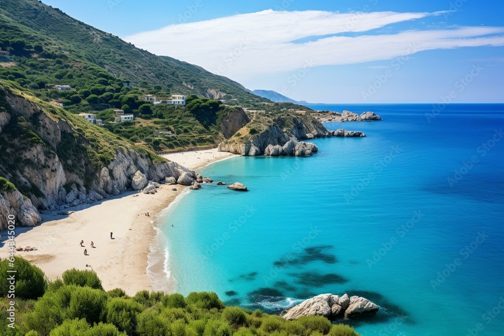 Beautiful coastline of Capo Vaticano, Calabria with a stunning beach. Generative AI