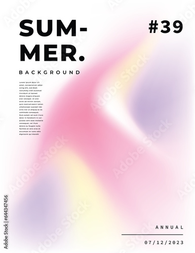 Colorful fluid gradient mesh on white background. Dynamic color gradation backdrop. Blurred color combination for poster, banner, cover, magazine, brochure, flyer, or leaflet.