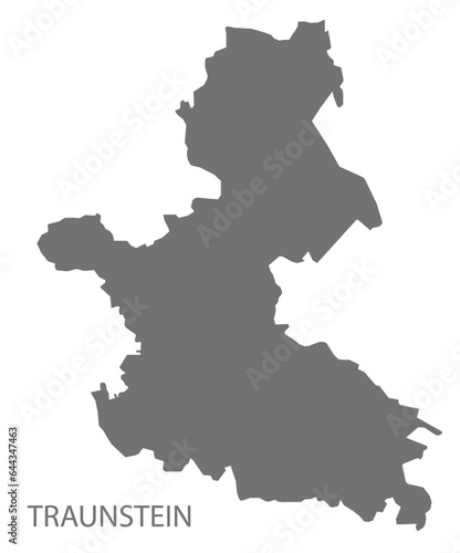 Traunstein German city map grey illustration silhouette shape