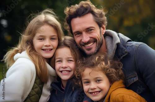 A joyful family with children