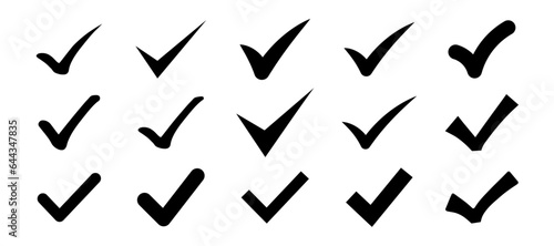 Check mark icons set. check, confirm, approve, select, choose, mark, design, etc.　チェックマークのアイコンセット。チェック、確認、承認、選択、選ぶ、マーク、デザインなど