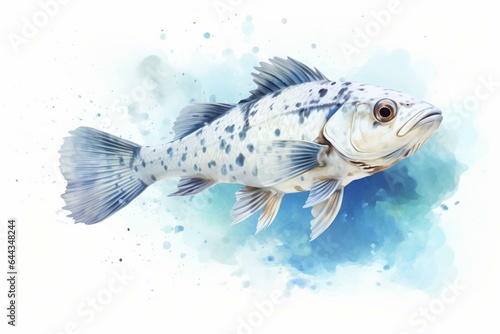 Fish laying alone on a white background. Generative AI