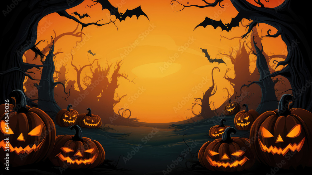 halloween background halloween border background with creepy pumpkins style