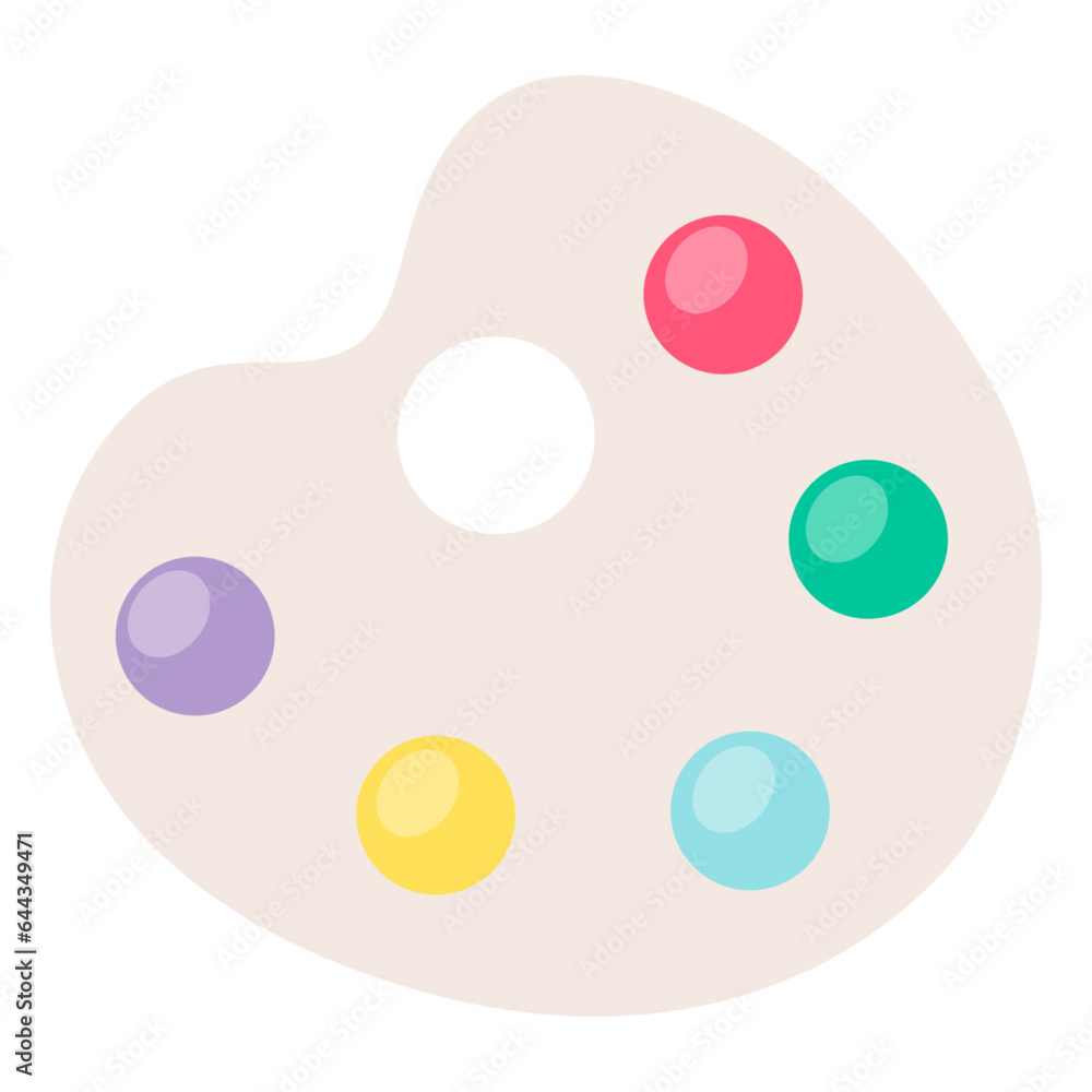 Fototapeta premium Art palette. Vector illustration in cartoon flat style isolated on white background.