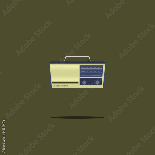 Illustration of a retro audio cassette player in flat design style.