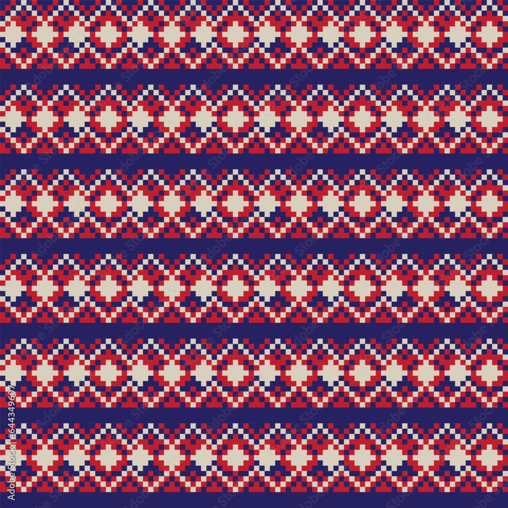 Red Argyle Fair Isle Seamless Pattern Design Red Argyle Fair Isle Seamless Pattern Design