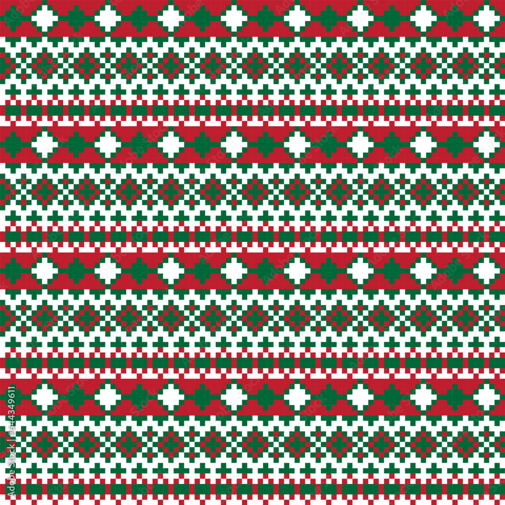 Red Argyle Fair Isle Seamless Pattern Design Red Argyle Fair Isle Seamless Pattern Design