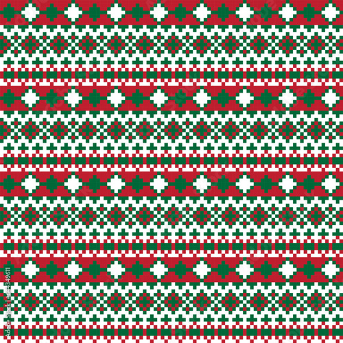 Red Argyle Fair Isle Seamless Pattern Design
