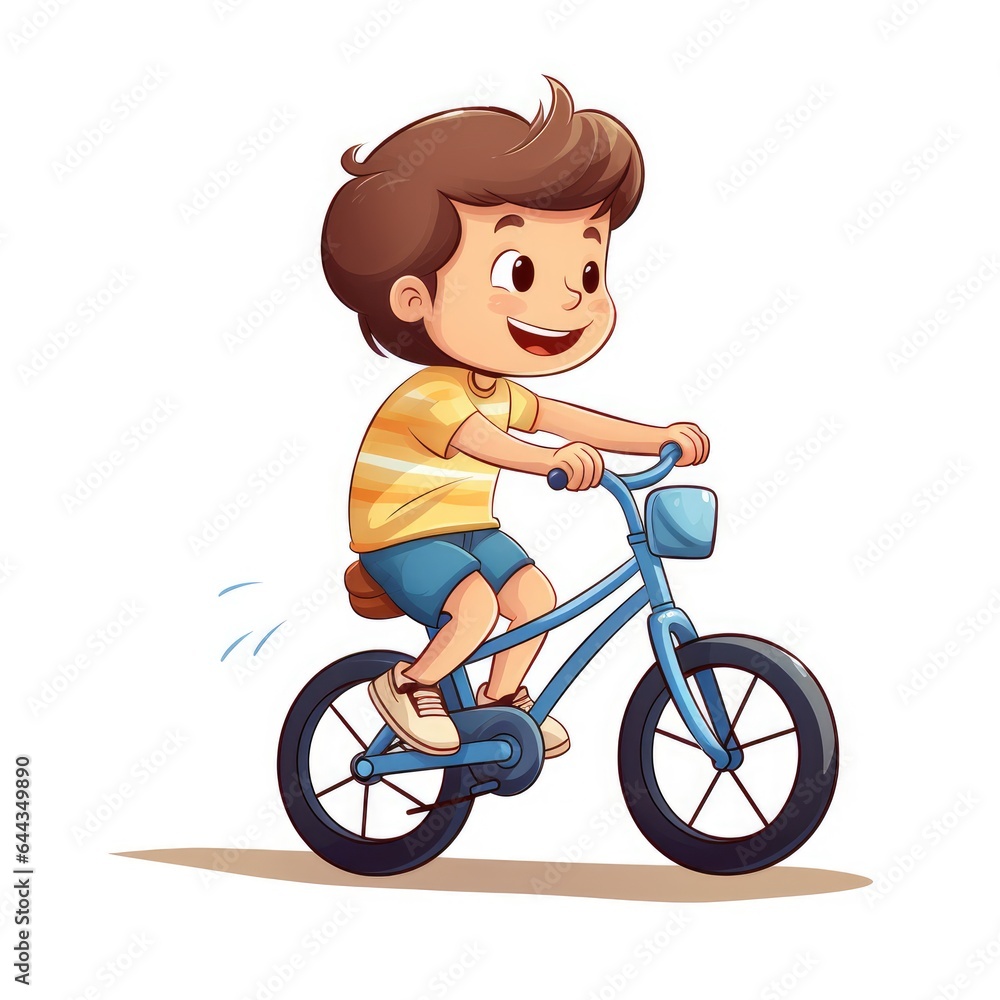 Cute little boy riding a bicycle. AI generated Image Cute little boy riding a bicycle. AI generated Image