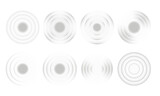 Transparent sound waves set. Sonic resonance, radio frequency, energy radiation, vibration, radar or sonar wave
