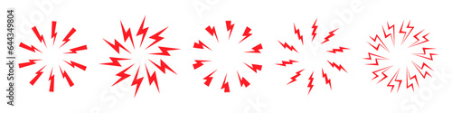 Pain location symbol set. Collection of red circle marks. Painful target point