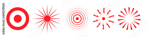 Pain point icon collection. Red mark painful target symbol