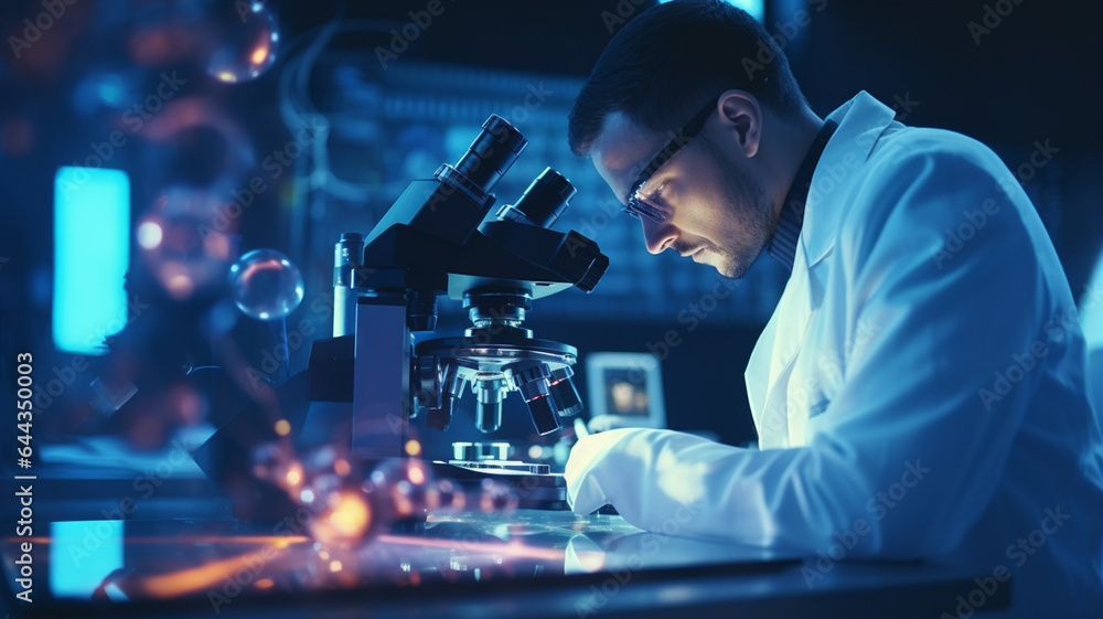 scientist in laboratory using microscope scientist in laboratory using microscope