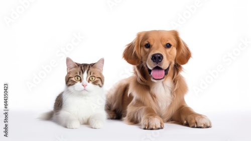 Cat and dog together isolated on white background. AI generated Image © musa