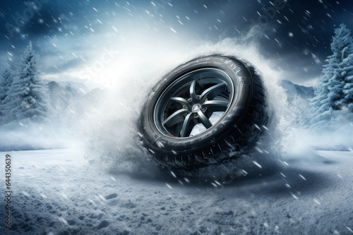 Wheel with winter tire ready for winter with snow and all difficult weather conditions © Photocreo Bednarek