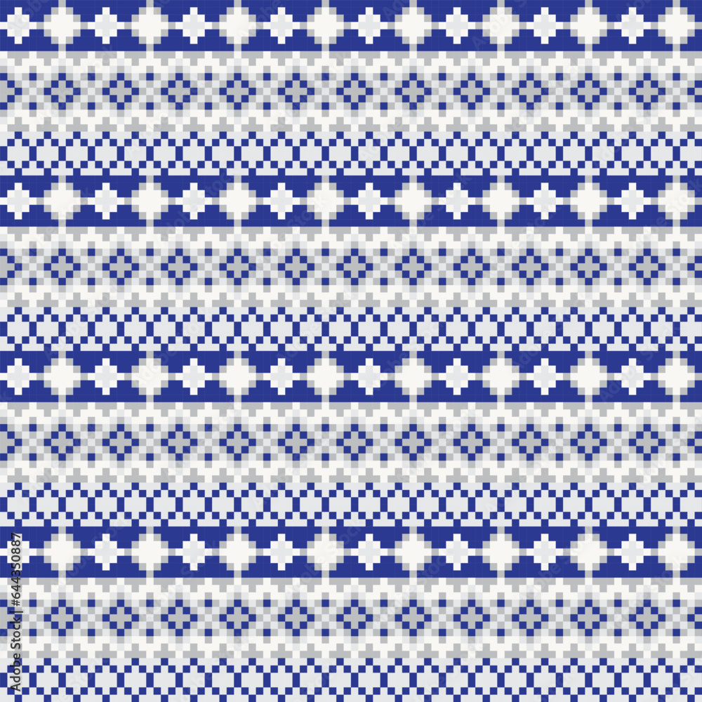 Blue Argyle Fair Isle Seamless Pattern Design Blue Argyle Fair Isle Seamless Pattern Design