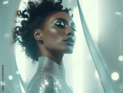 Female fashion model in reflection