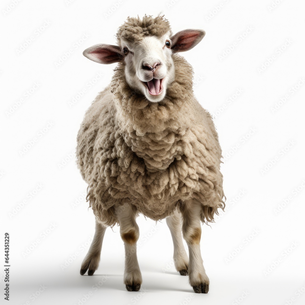 Fototapeta premium Sheep isolated on a white background. AI generated Image