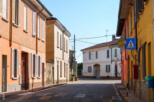 Filighera characteristic ancient village vision square church houses detail Po Valley