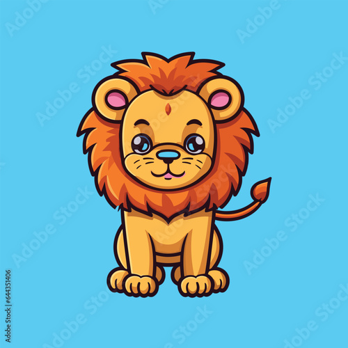 vector cute lion standing cartoon vector icon 