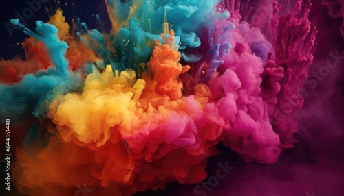 Colorful paint explosion on black background. Colorful abstract background.