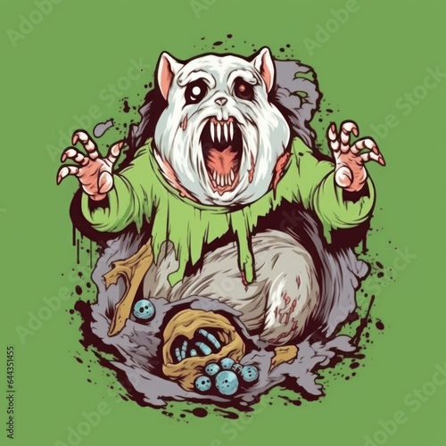 zombie hamster vector for t shirt drawn in adobe illustrator. Generative AI