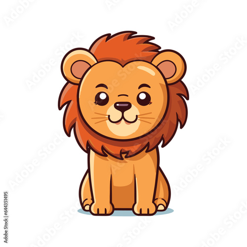 vector cute lion standing cartoon vector icon 