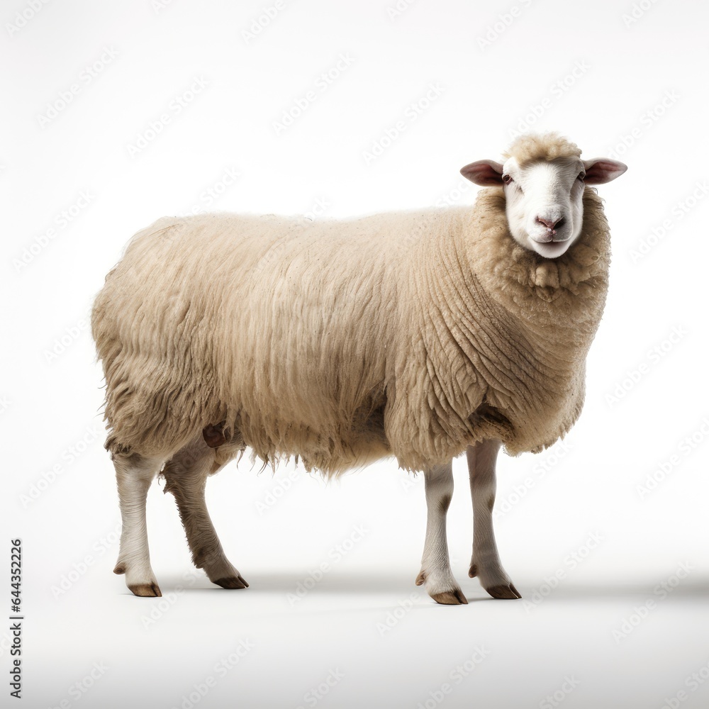 Sheep isolated on a white background. AI generated Image Sheep isolated on a white background. AI generated Image