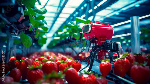 Group of red strawberries sitting on top of conveyor belt.