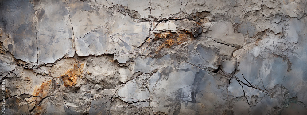 Old cement coated wall with large cracks. Illustration on the theme of backgrounds and destruction and textures. Generative AI Old cement coated wall with large cracks. Illustration on the theme of backgrounds and destruction and textures. Generative AI
