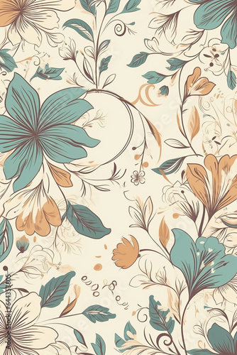 Wallpaper Mural Colorful floral decoration illustration background template, creative arrangement of nature and flowers. Good for banner, wedding card invitation draft, greetings, and design element. Generative AI. Torontodigital.ca