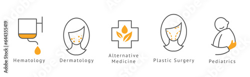 Hospital Departments Icons Isolated on White Background Vector Set
