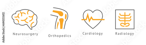 Hospital Departments Icons Isolated on White Background Vector Set