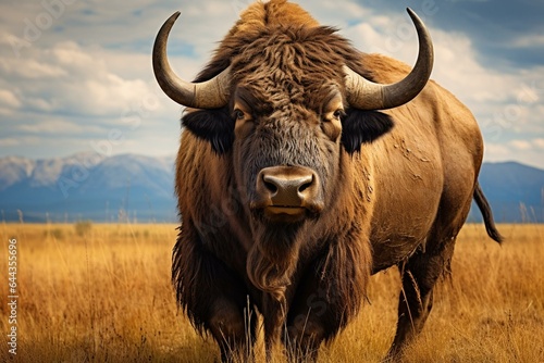 A majestic buffalo posing for the camera. Generative AI