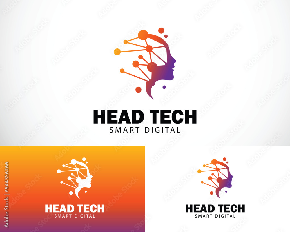 head tech logo creative smart brain idea design concept technology connect network head tech logo creative smart brain idea design concept technology connect network