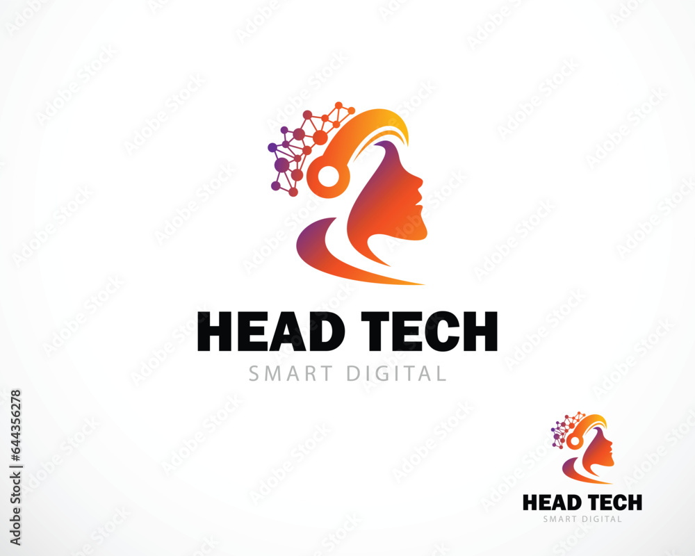 head tech logo creative smart brain idea design concept technology connect network head tech logo creative smart brain idea design concept technology connect network