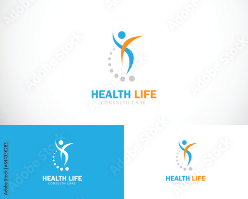 health life logo creative design concept abstract people spine yoga design